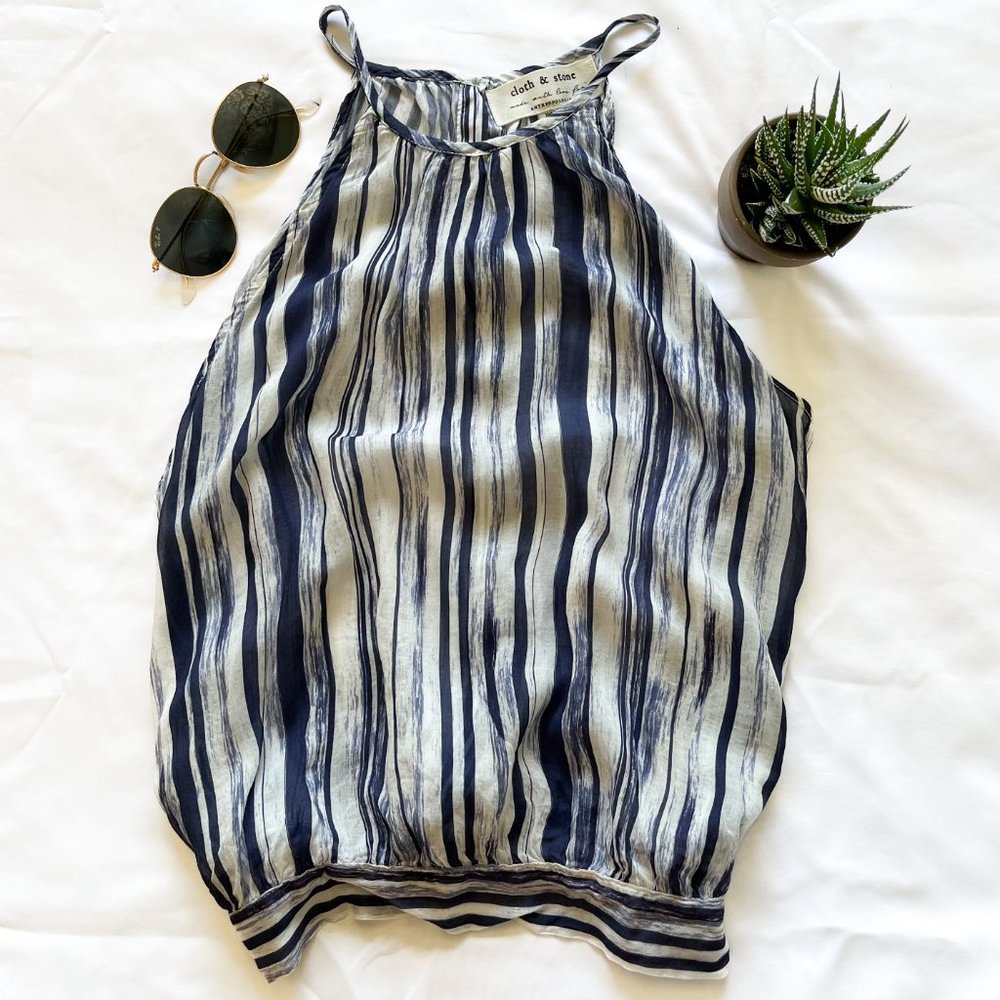 ANTHROPOLOGIE x Cloth & Stone Blue and White Camisole | Size Medium w/ T…